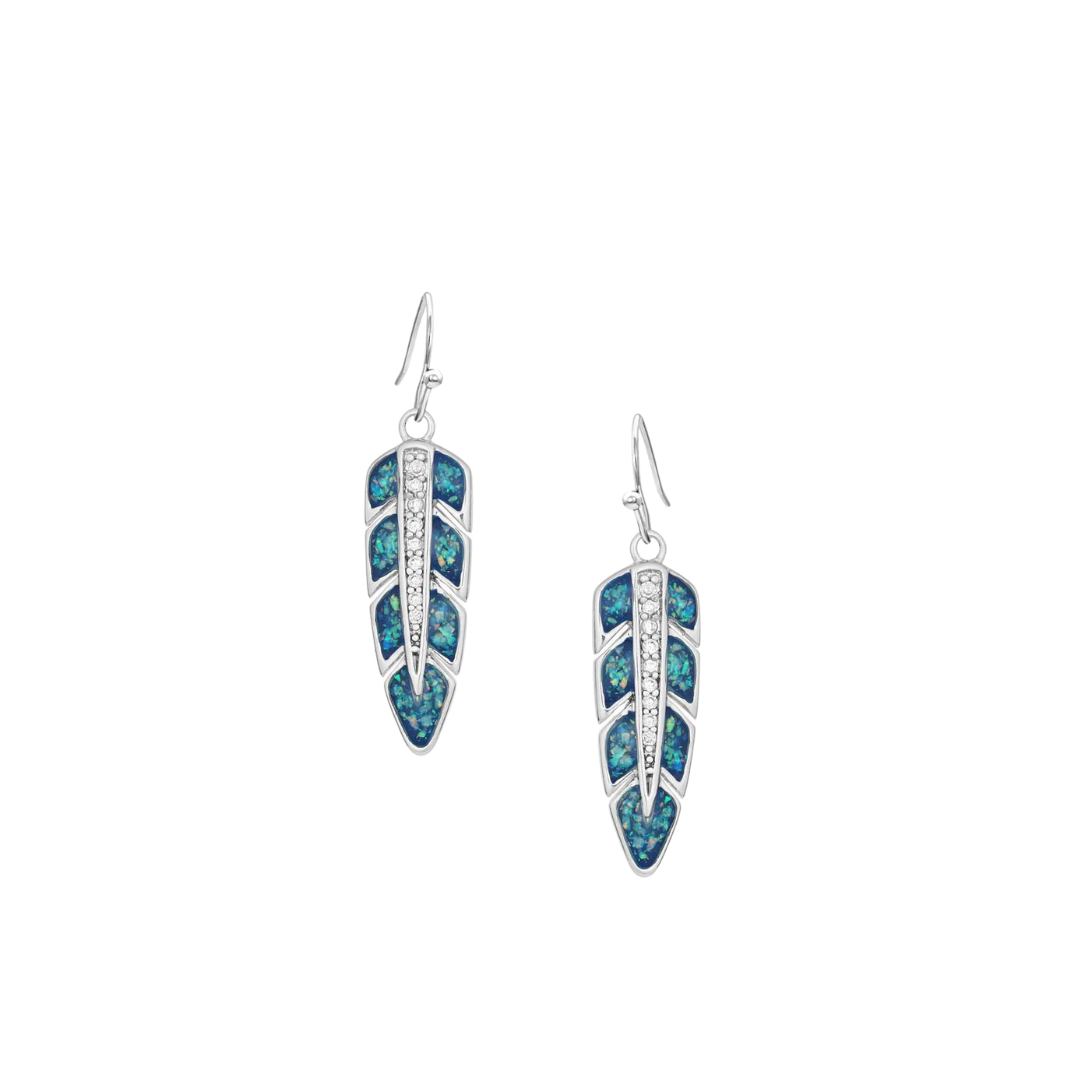 Montana Women's Hawk Feather Opal Earrings