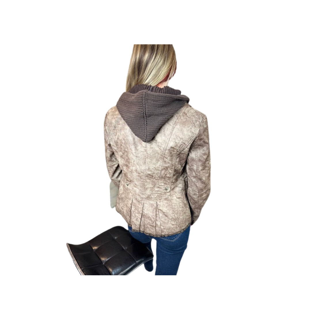 Montana Co Women's Faux Leather Wash Brown Jacket