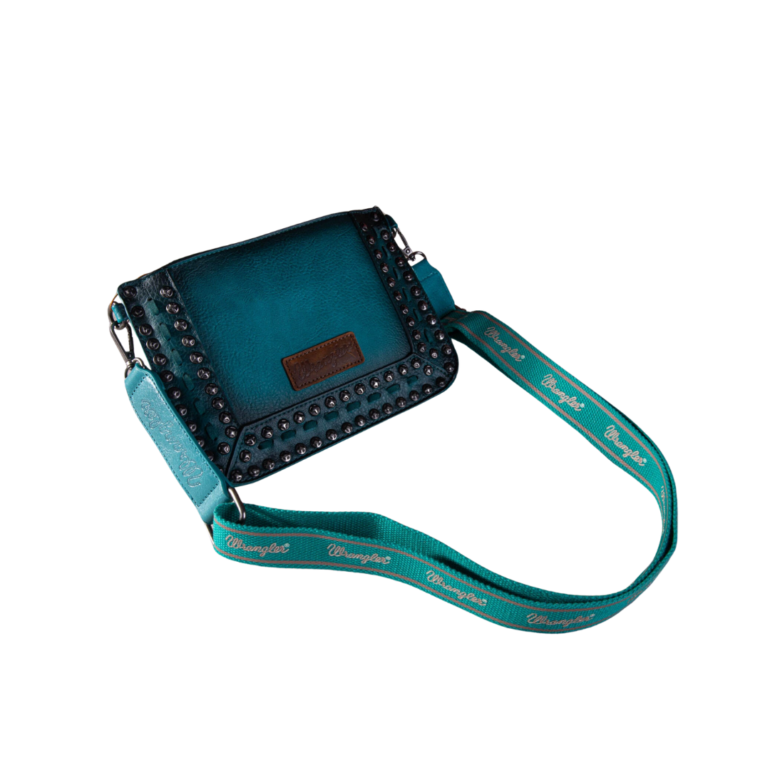 Wrangler Women's Rivets Studded Wristlet Turquoise Crossbody
