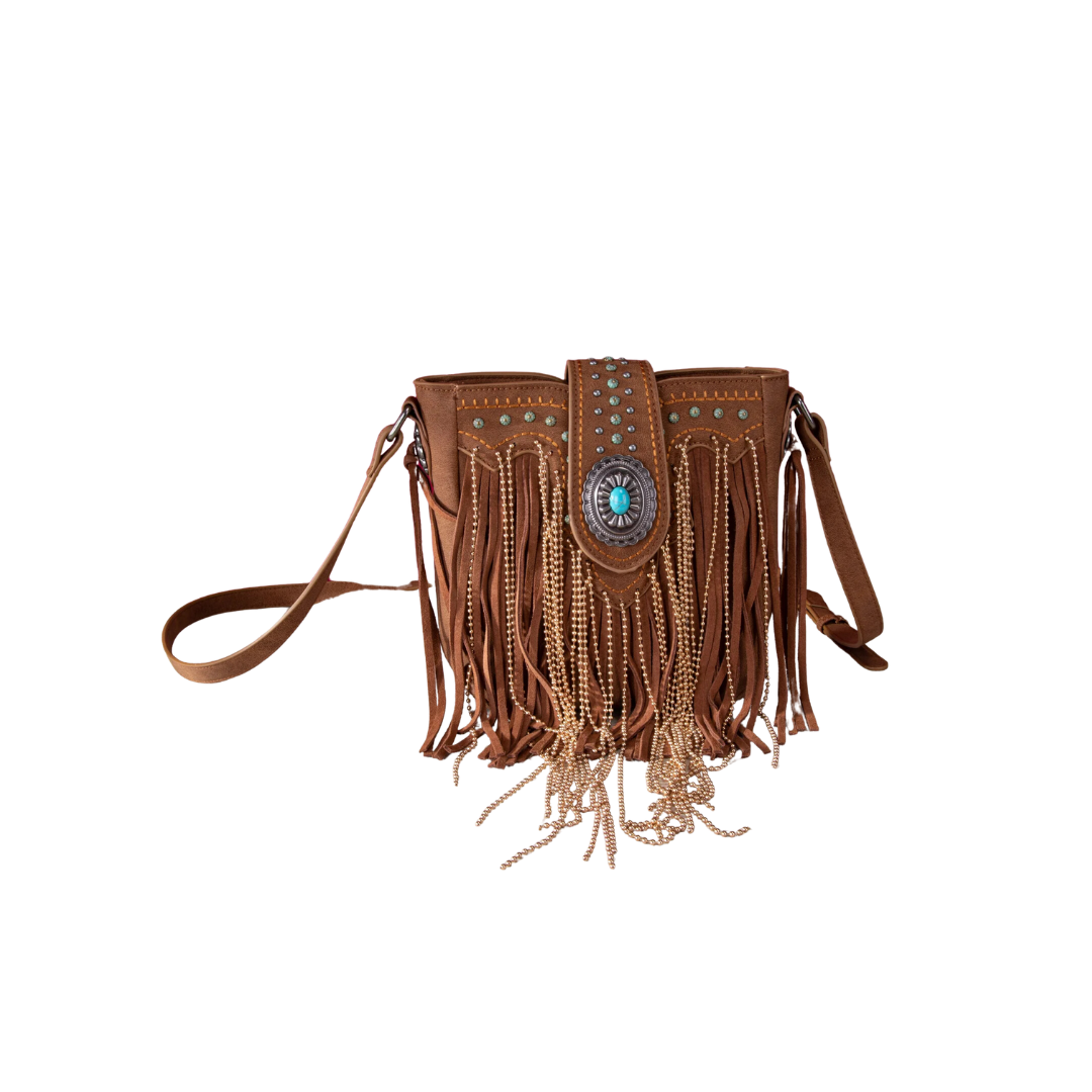 Montana Women's West Fringe Collection Brown Crossbody