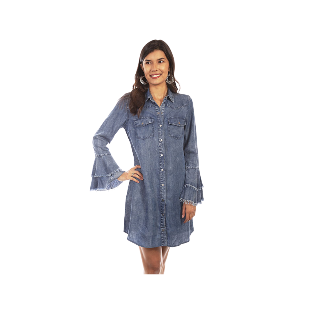 Scully Leathers Women's Western Blue Dress