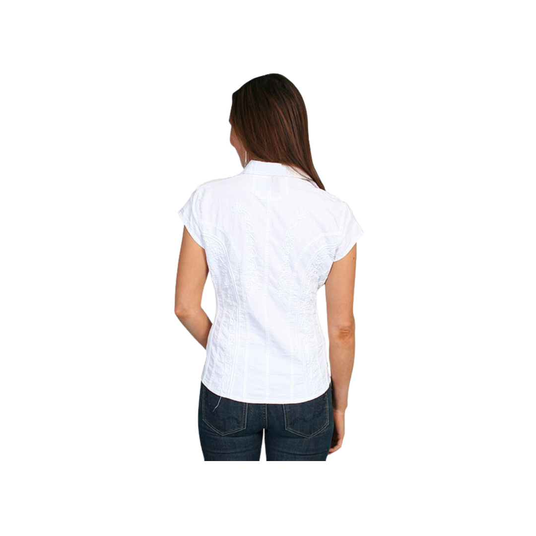 Scully Leathers Women's Cap Sleeve Blouse White Shirt