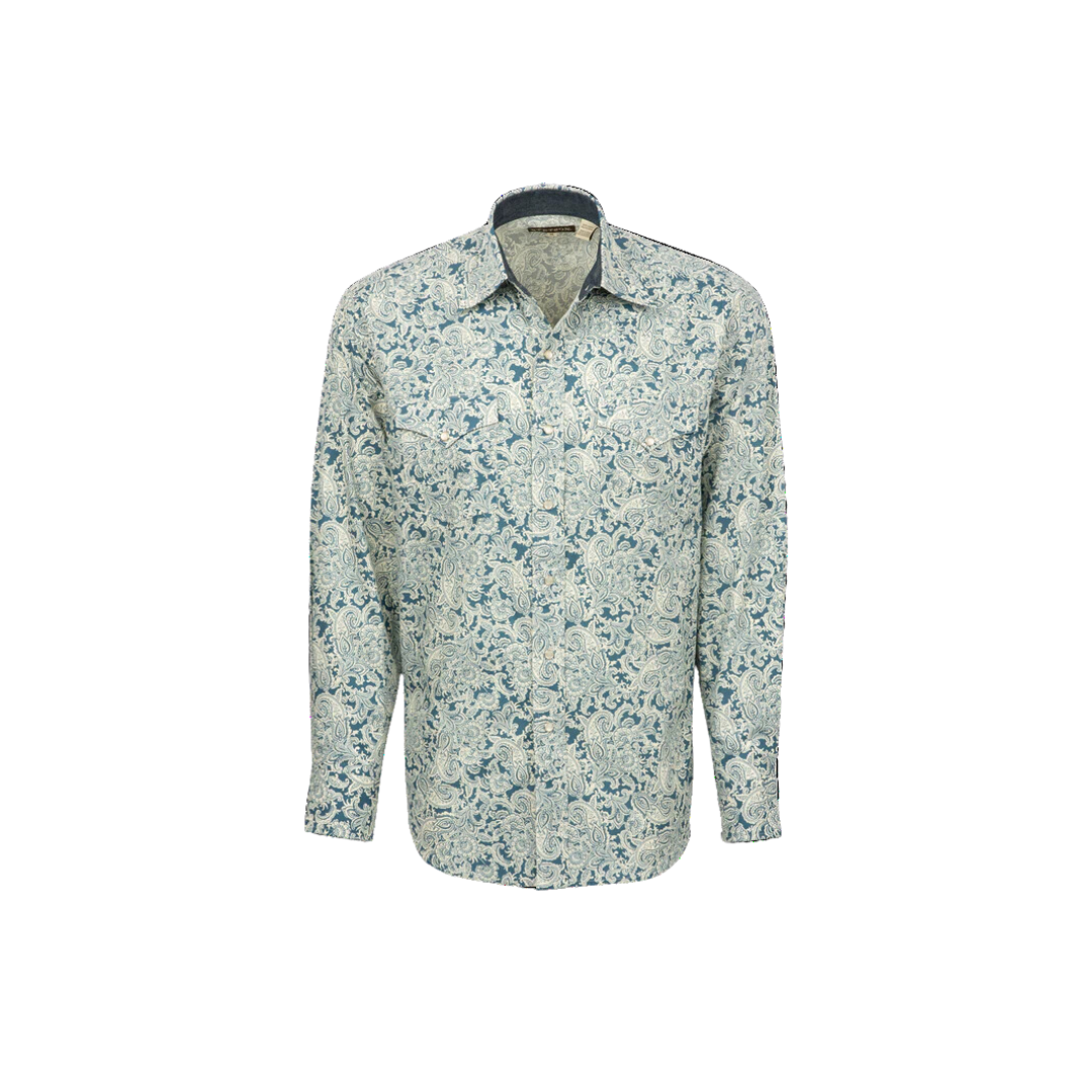Stetson Apparel Men's Tonal Paisley Snap Front Blue Shirt