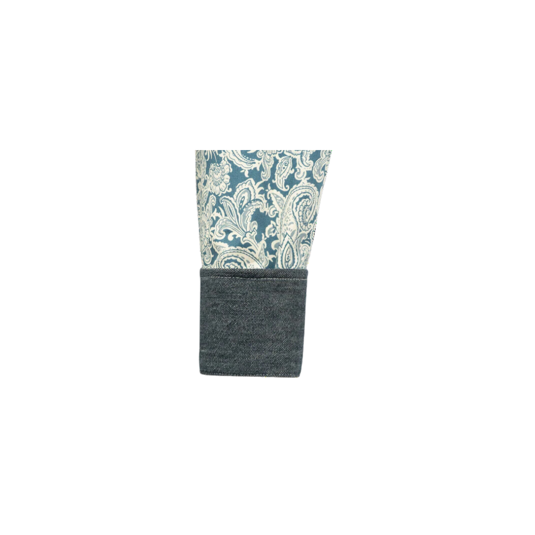 Stetson Apparel Men's Tonal Paisley Snap Front Blue Shirt