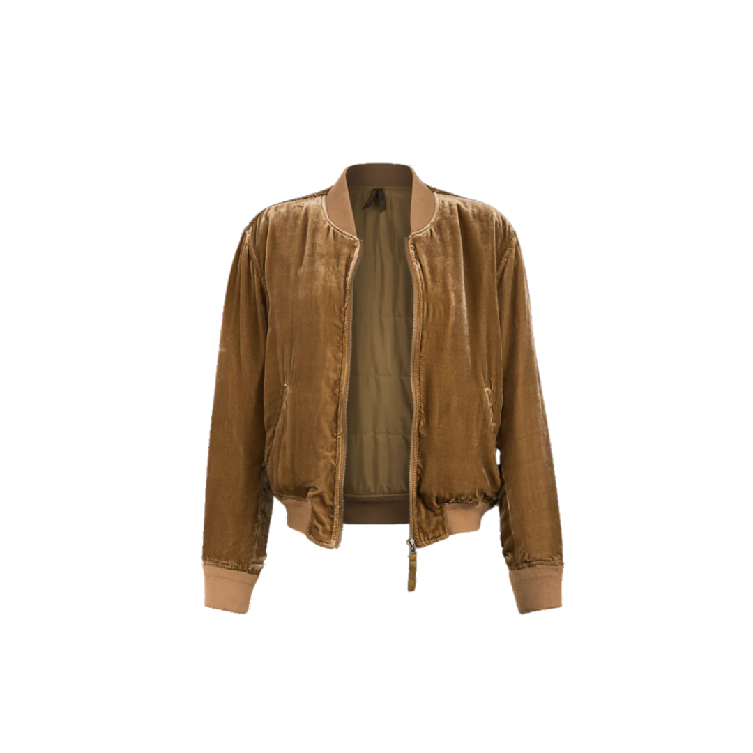 Stetson Apparel Women's Velvet Bomber Khaki Jacket