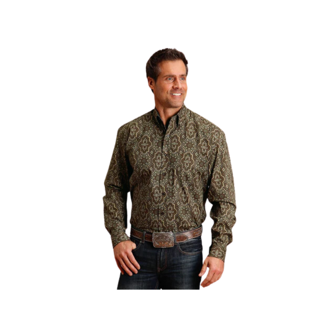 Stetson Apparel Men's Grandiose Paisley Cotton Brown Shirt