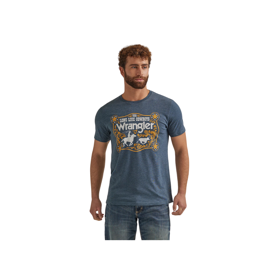 Wrangler Men's Buckle Graphic Midnight Heather T Shirt