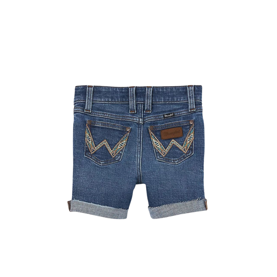 Wrangler Youth Girl's Cuffed Raw Denim Blue Shorts