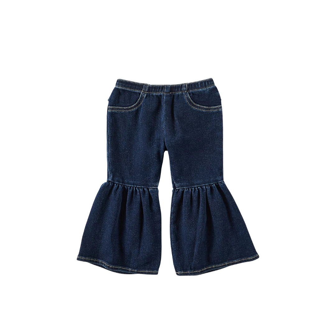 Wrangler Infant Girl's Ruffle Leg Flare Lacey Blue Jeans