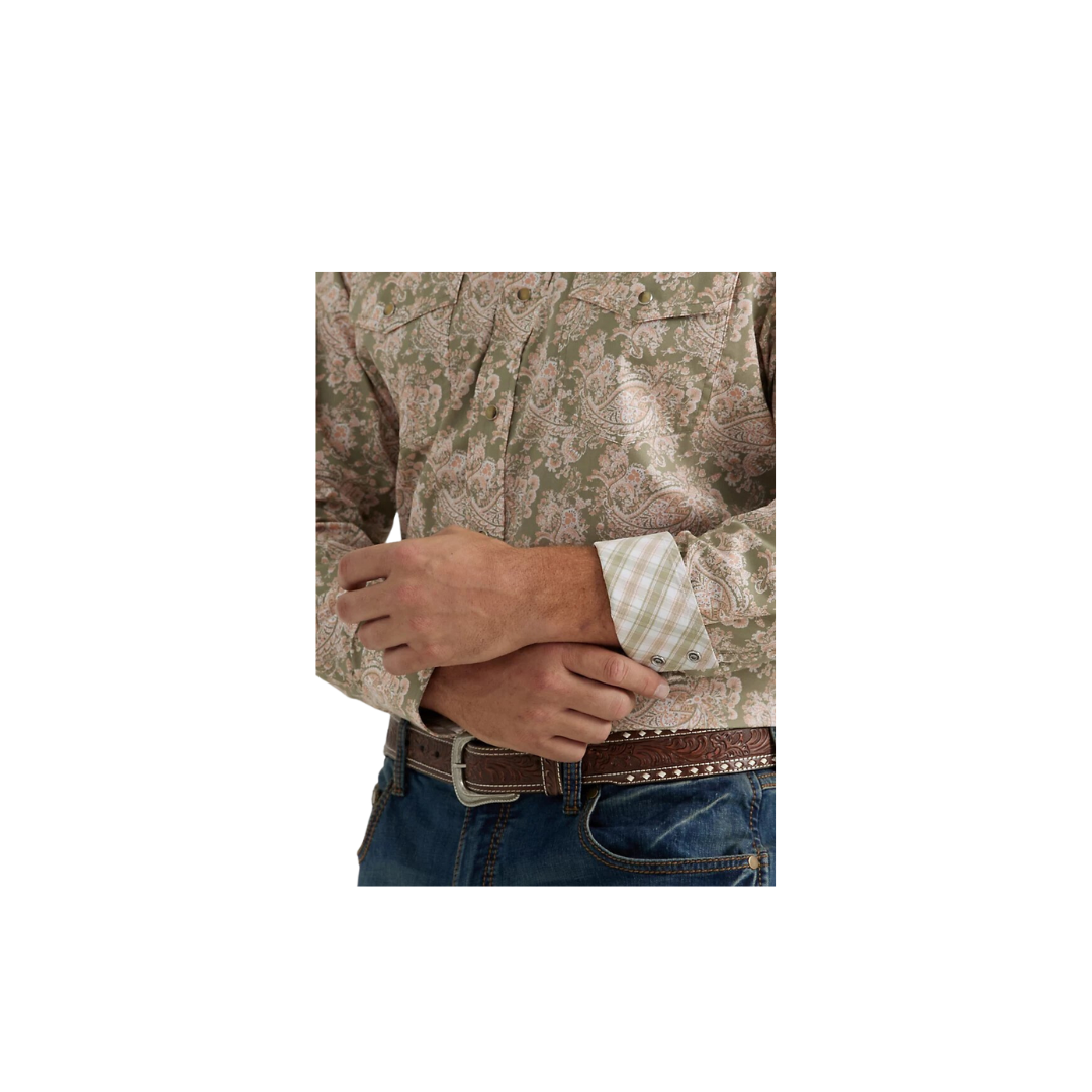 Wrangler Men's George Strait Print Green Shirt