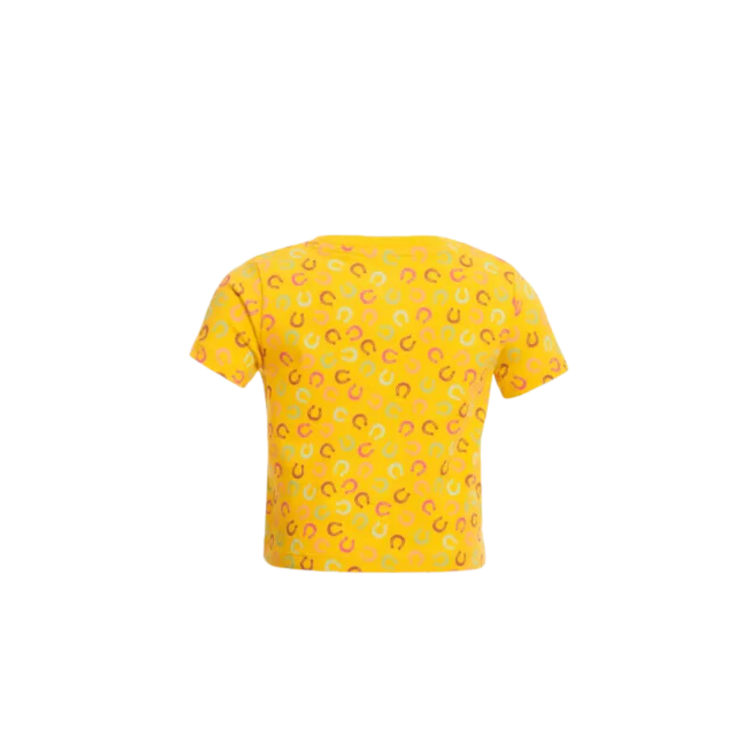 Wrangler Infant Girl's Tie Front Colorful Print Golden Yellow Shirt