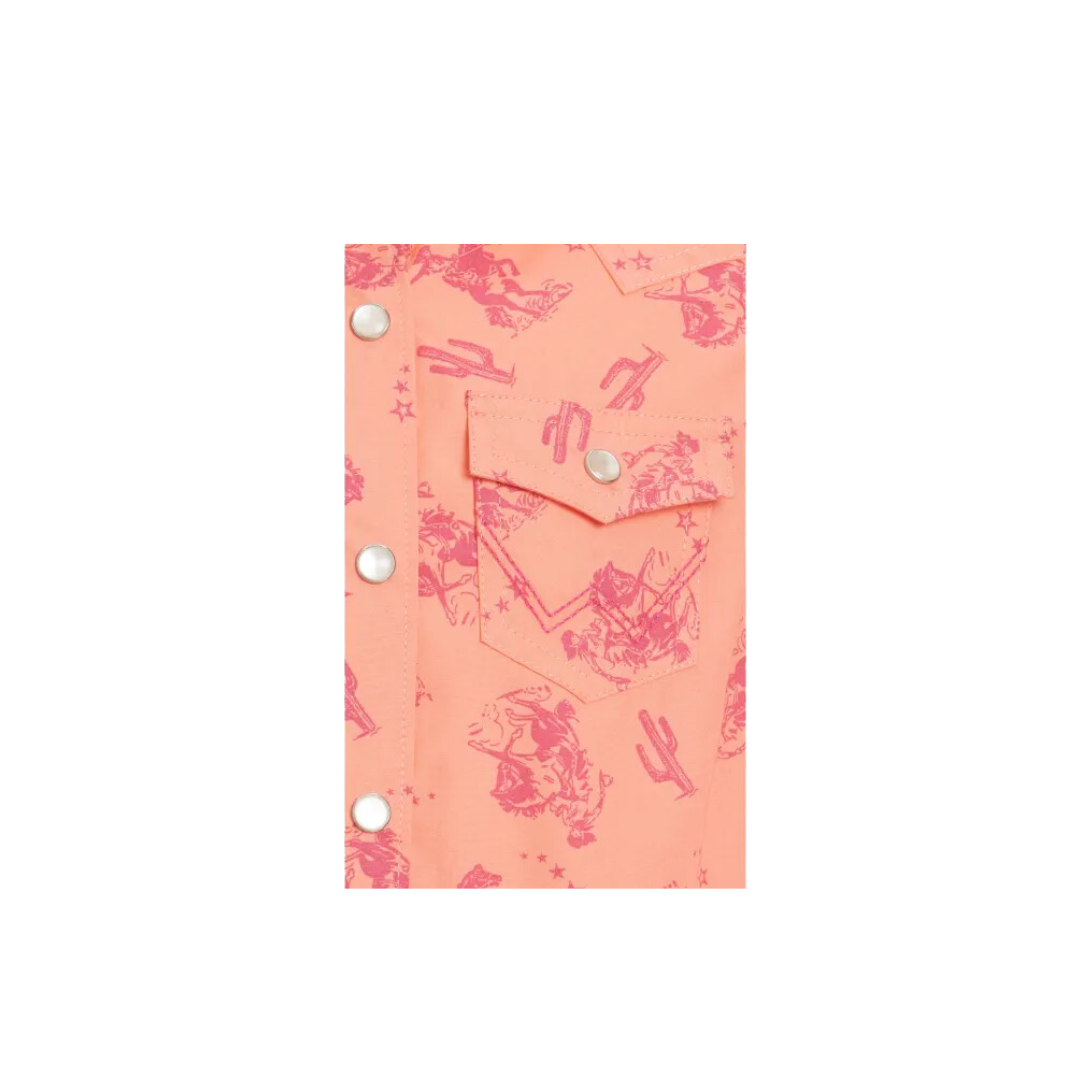 Wrangler Youth Girl's Tangerine Raspberry Desert Orange Shirt