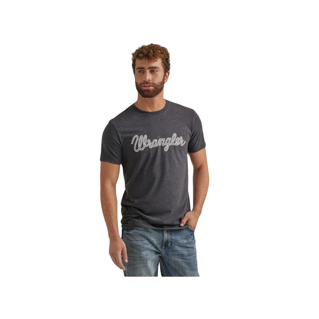 Wrangler Men's Year Round Short Sleeve Regular Fit Caviar Heather T Shirt