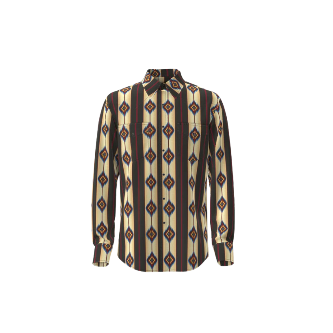 Wrangler Men's Checotah Dress Western Long Sleeve Black Shirt