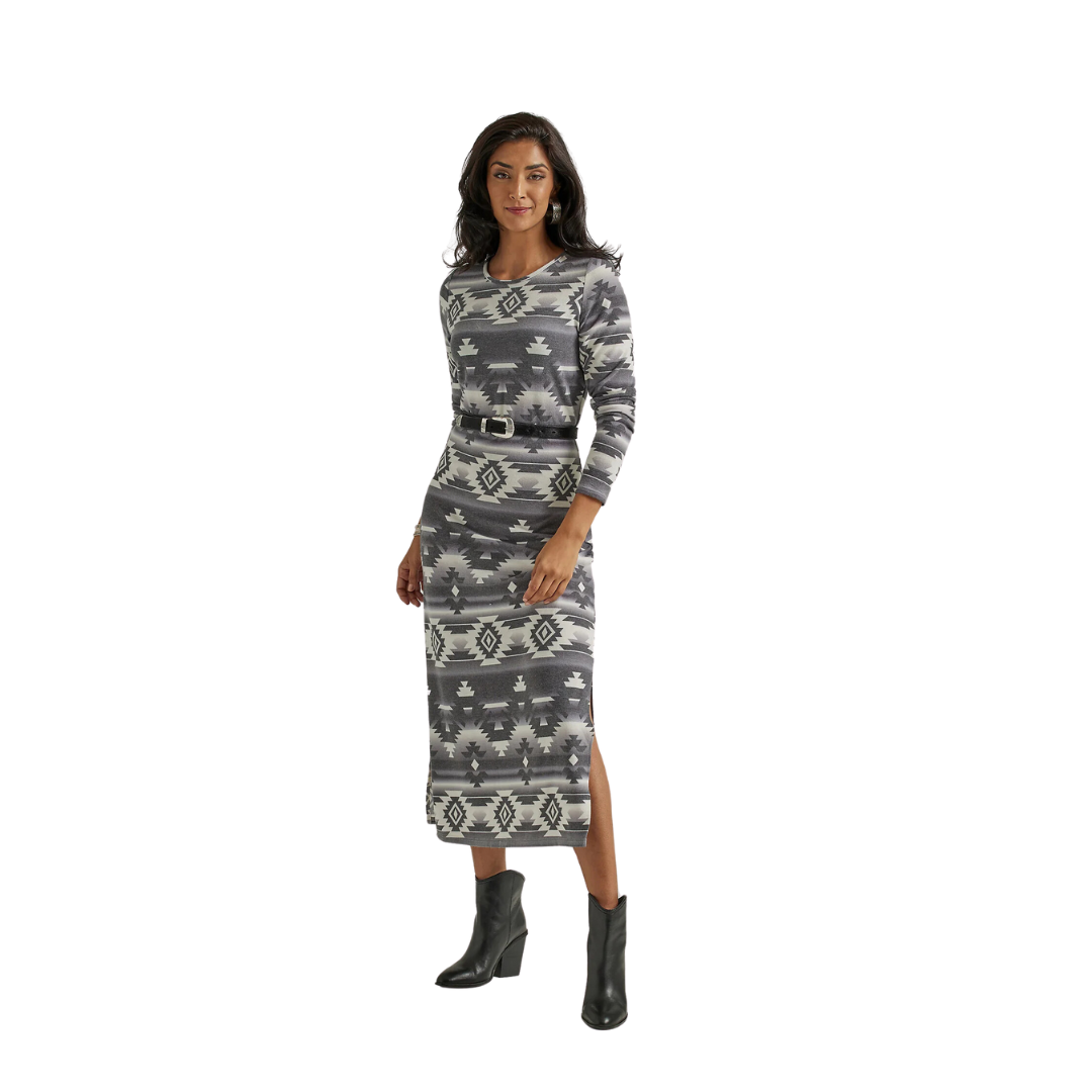 Wrangler Women's Retro Aztec Long Punchy Grey White Dress