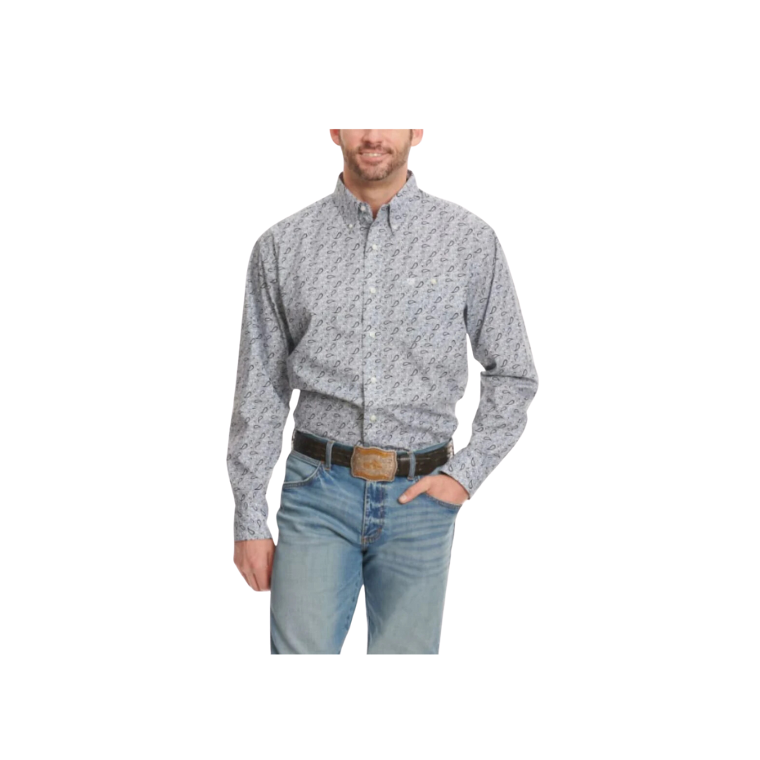 Wrangler Men's Classic Long Sleeve Relaxed Fit Steel Blue Big Shirt