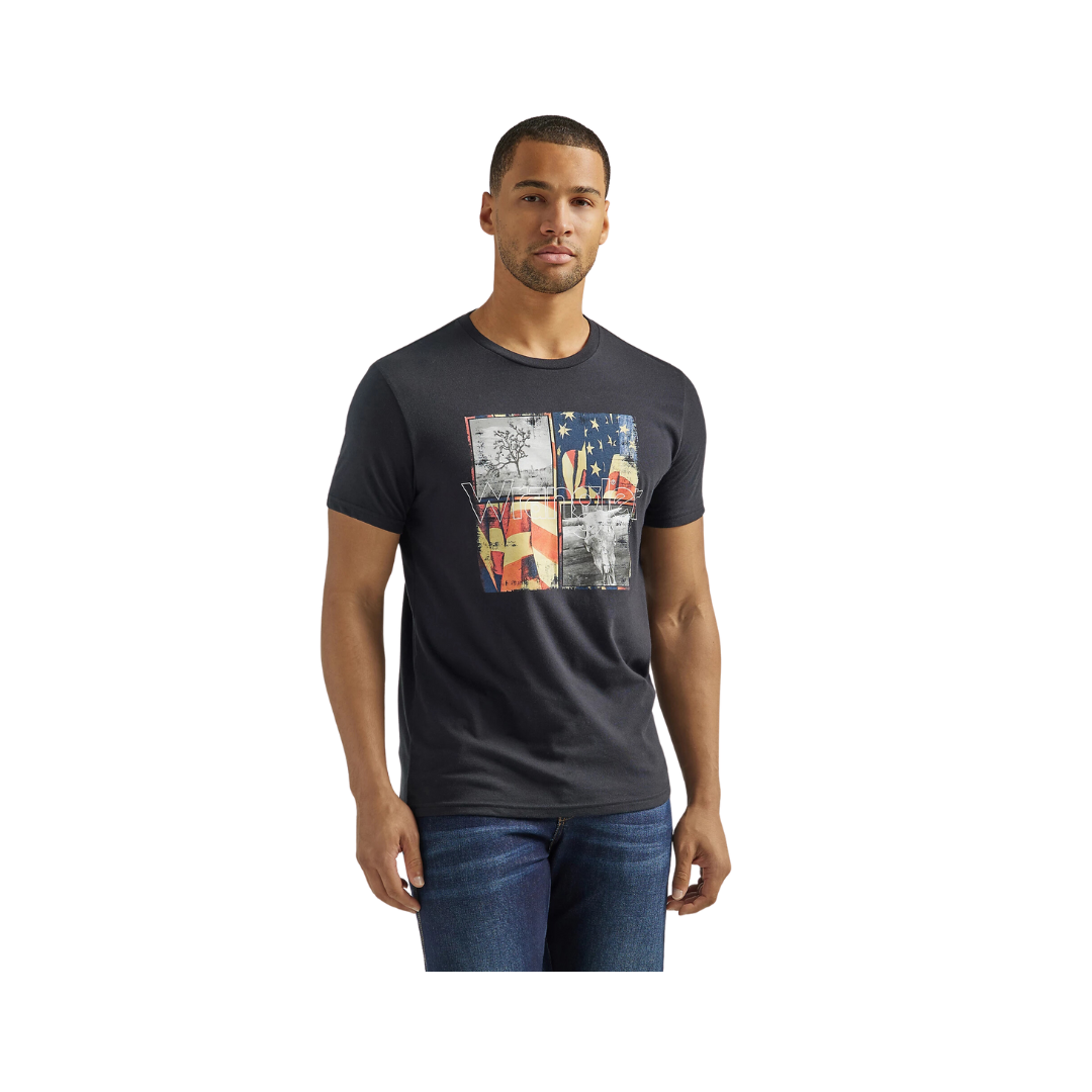 Wrangler Men's Americana Photos Jet Black T Shirt