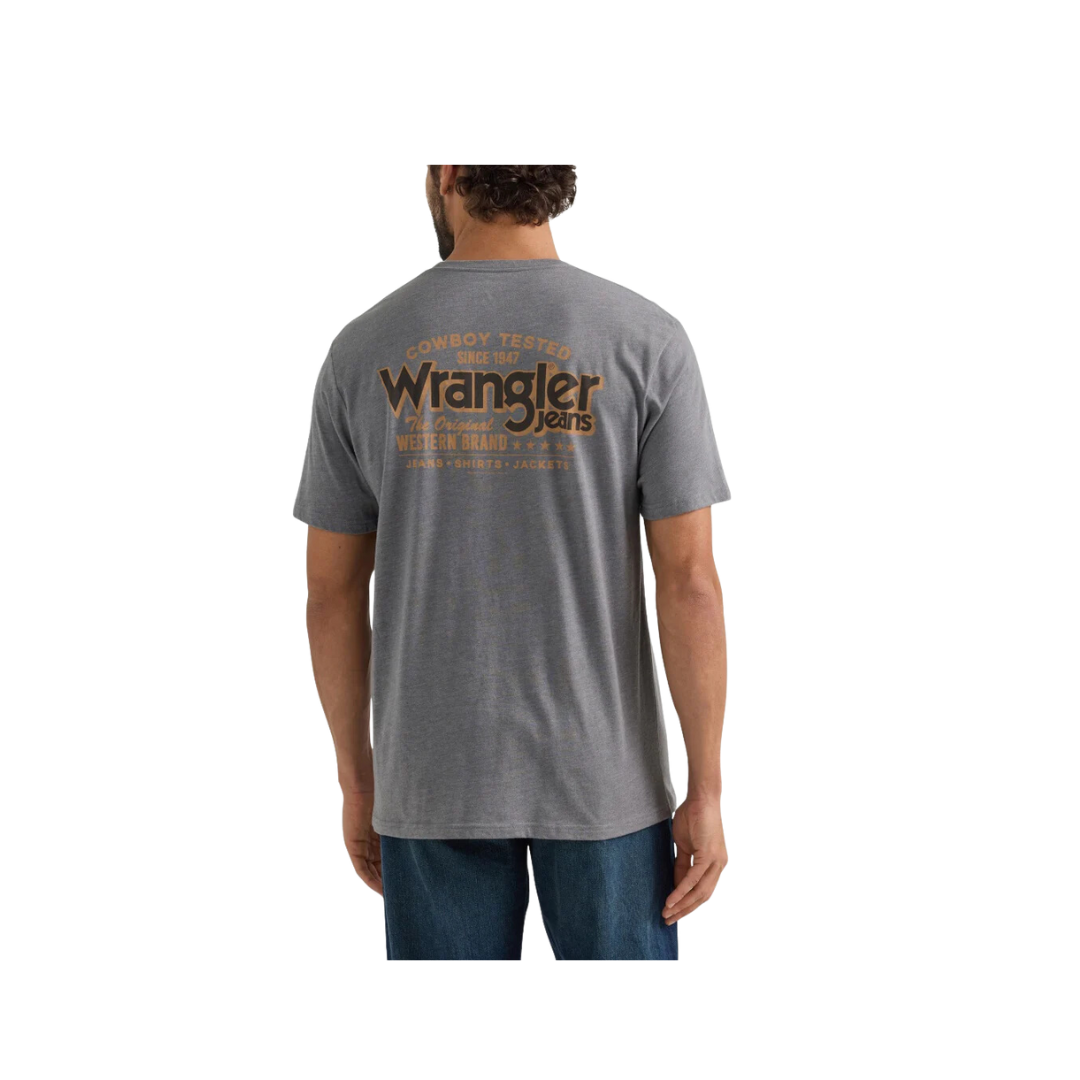 Wrangler Men's Cowboy Tested Graphite Heather T Shirt