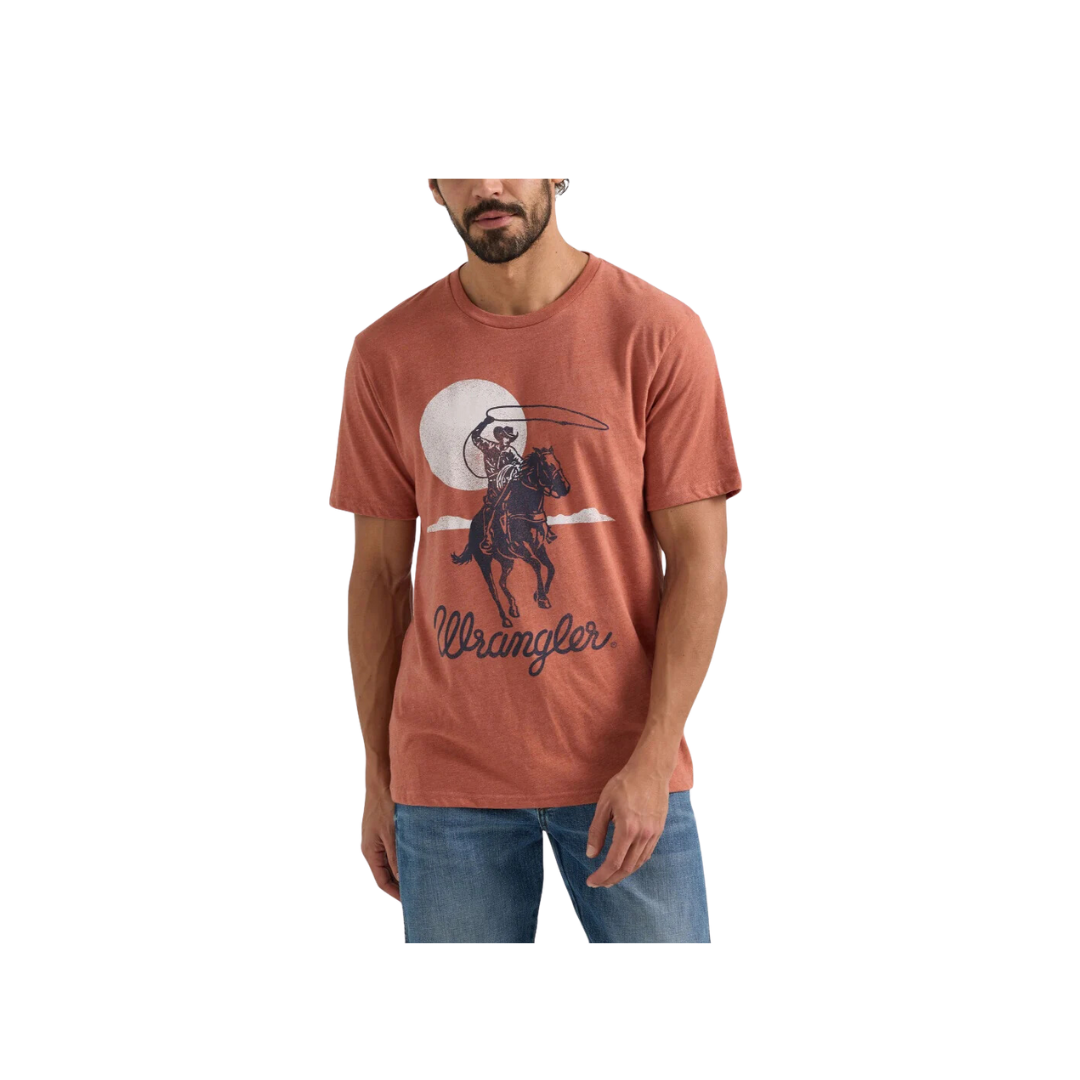 Wrangler Men's Graphic Red Redwood Heather T Shirt