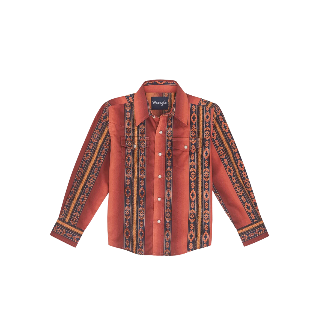 Wrangler Youth Boy's Checotah Rust Shirt