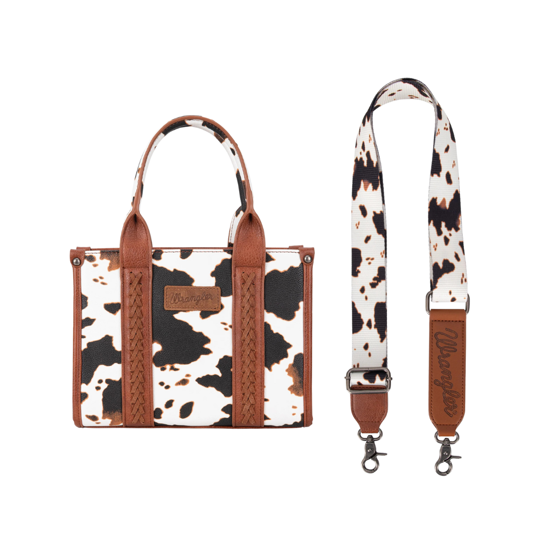 Wrangler Women's Cow Print Concealed Carry Tote Brown Crossbody