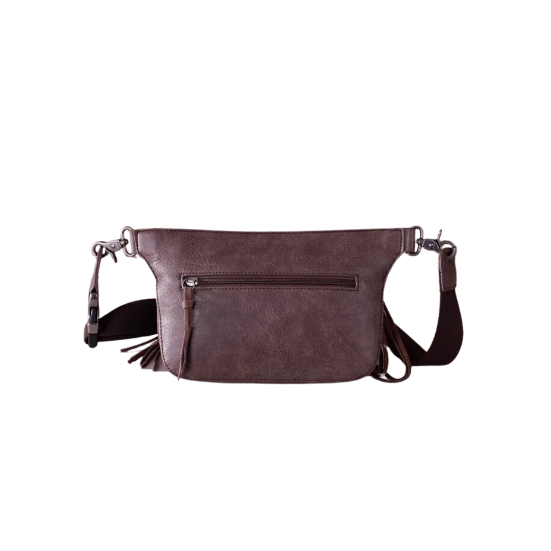 Wrangler Women's Fringe Fanny Pack Sling Coffe Belt Bag