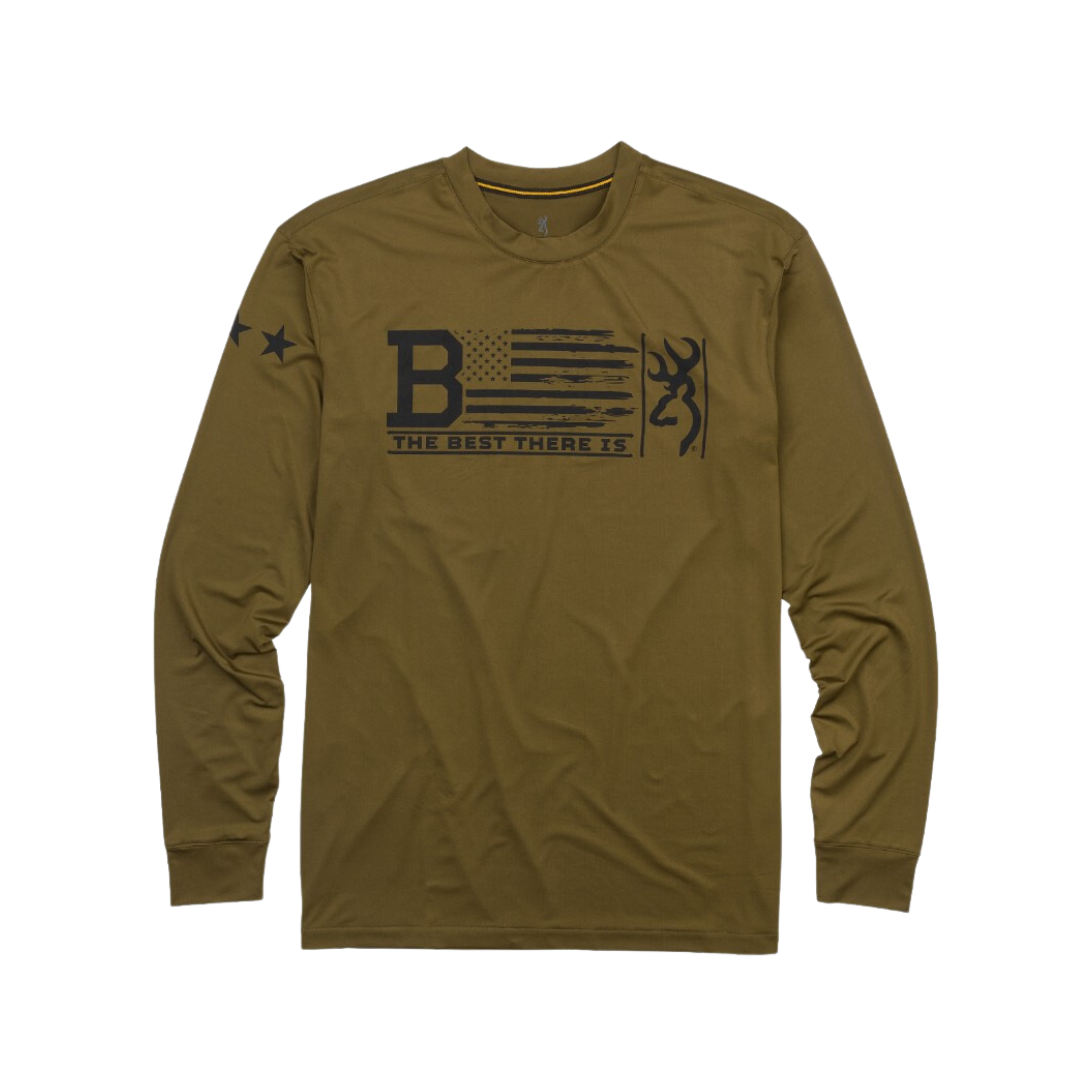 Browning Men’s Graphic Long Sleeve Military Green Sun Shirt
