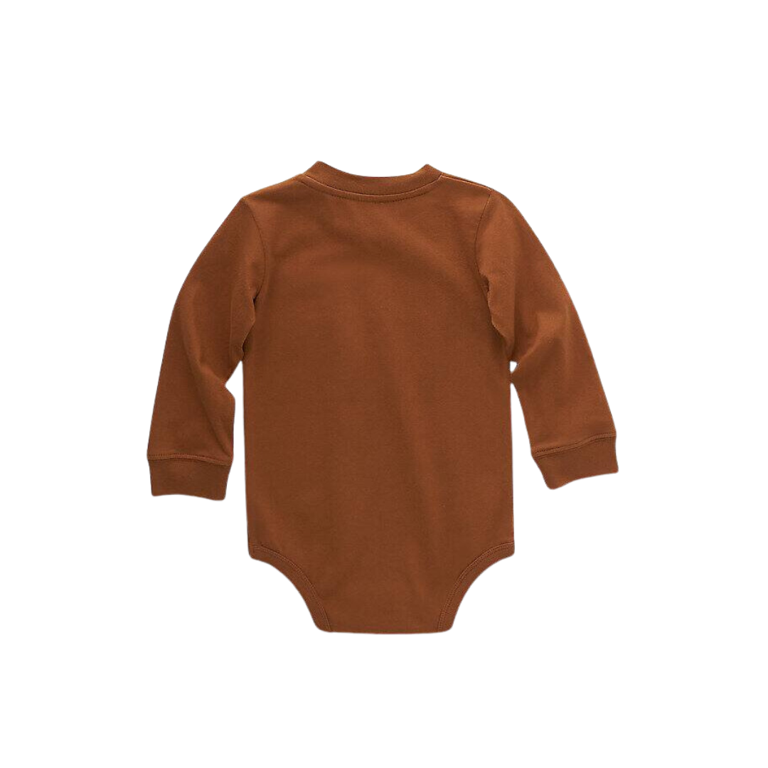 Carhartt Infant Boy's Long Sleeve Pocket Brown Bodysuit