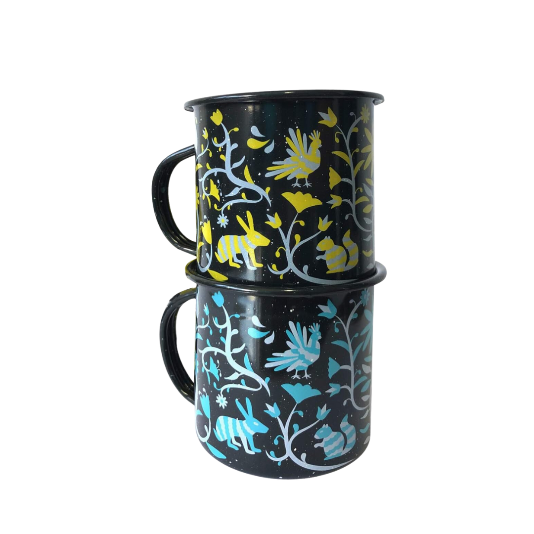 By Mexico Tenango Pocillo Peltre Duo 12 Oz Enamel 2 Piece Set Mugs