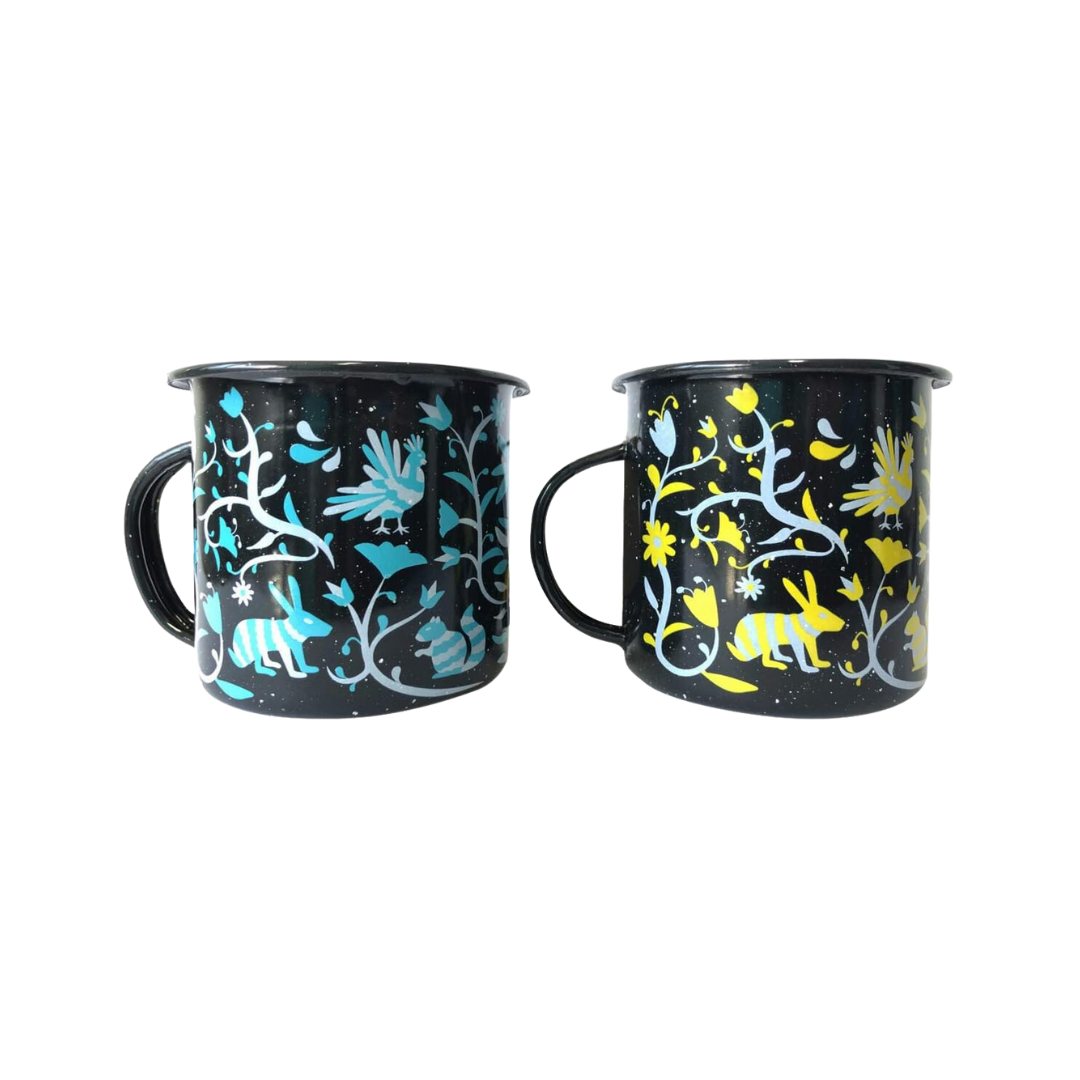 By Mexico Tenango Pocillo Peltre Duo 12 Oz Enamel 2 Piece Set Mugs