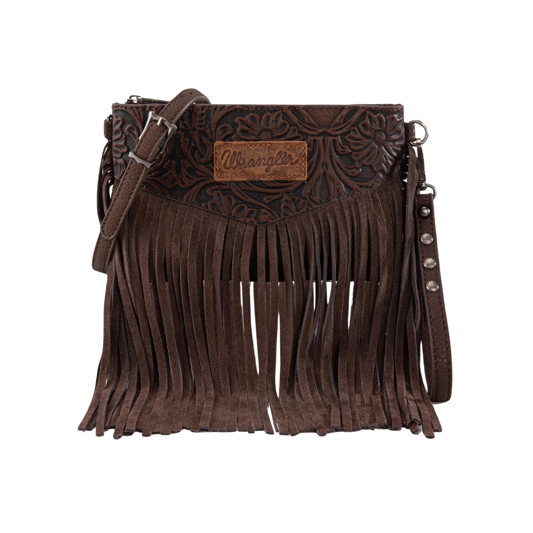 Wrangler Women's Vintage Floral Tooled Crossbody Bag