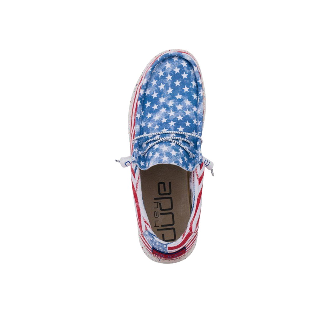 Hey Dude Men's Wally Patriotic Stars Stripes Shoes