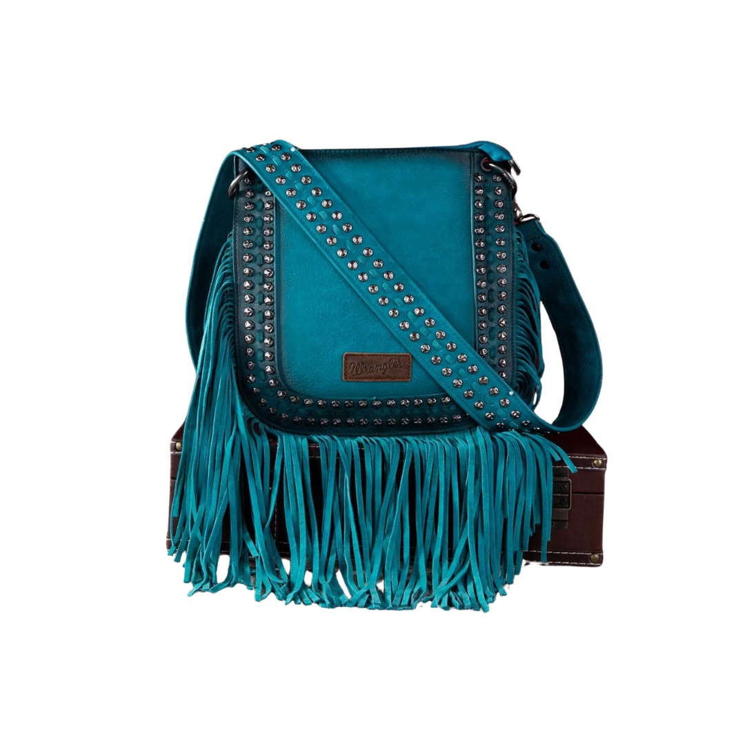 Wrangler Women's Rivets Fringe Concealed Carry Crossbody Bag