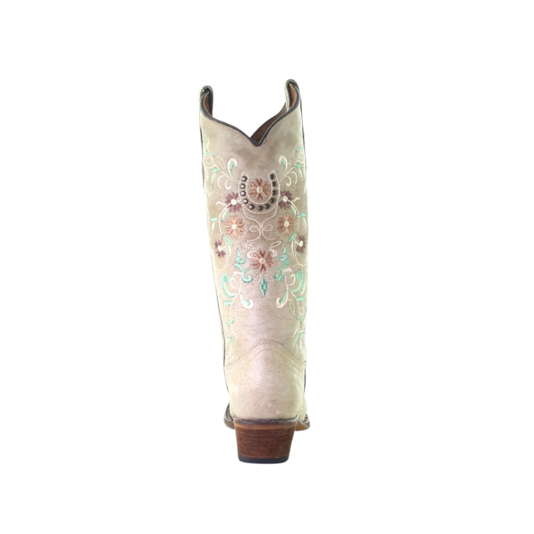 Corral Women's Sand & Flower Embroidery Beige Boots