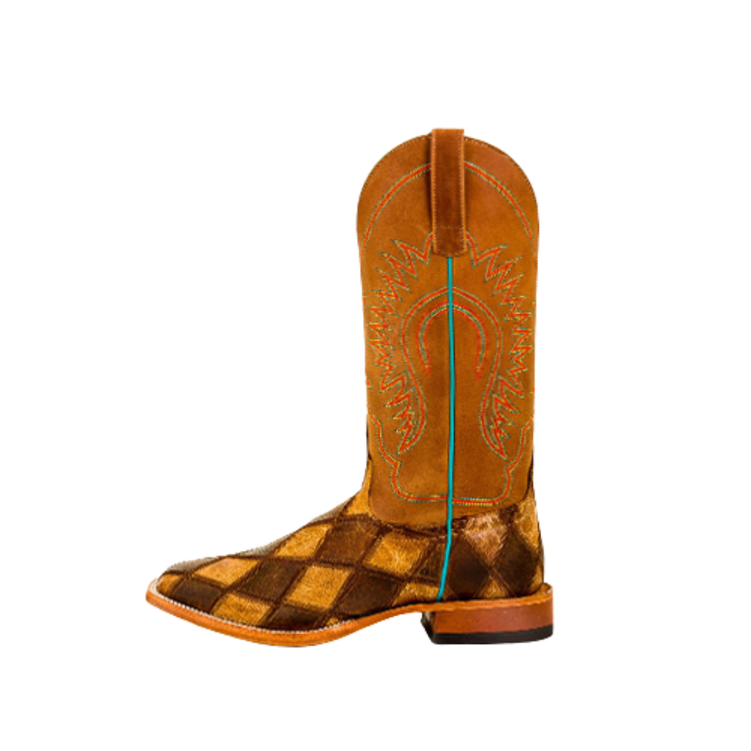 Horse Power Men's Patchwork Western Square Brown Toe Boot