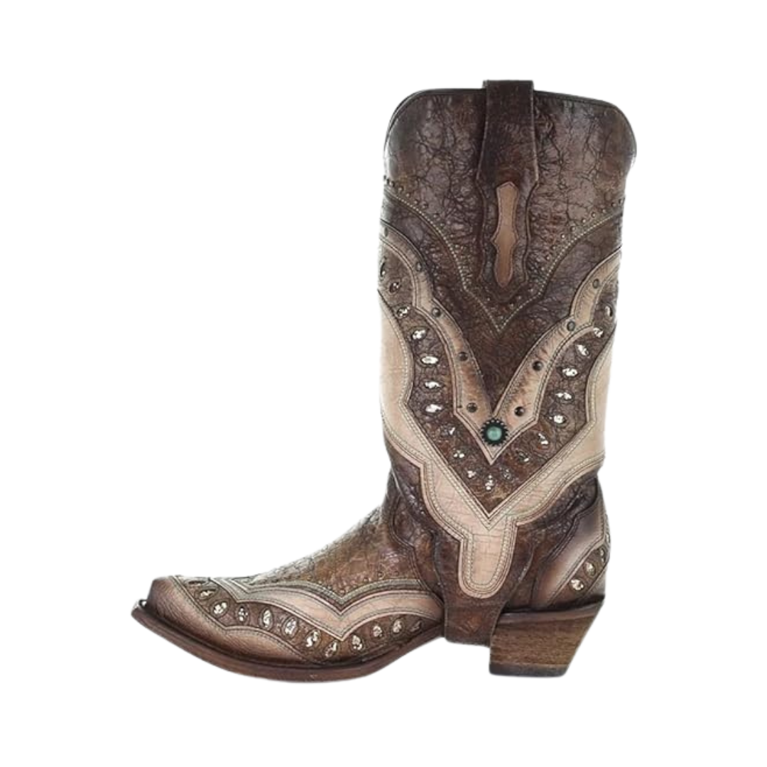 Corral Boots Women's Brown Orix with Embroidery & Studs Boots