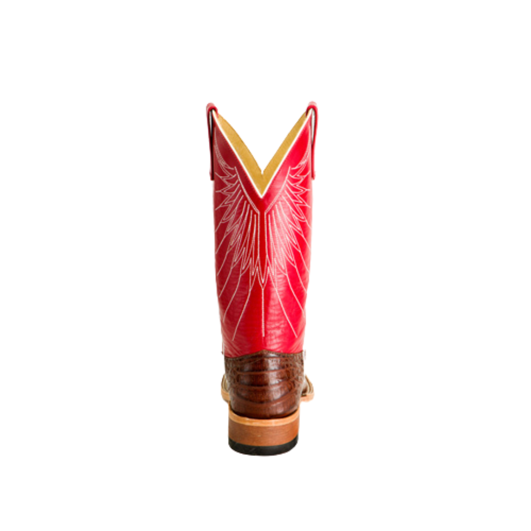 Anderson Bean Men's Tobacco Caiman Belly Red Boot