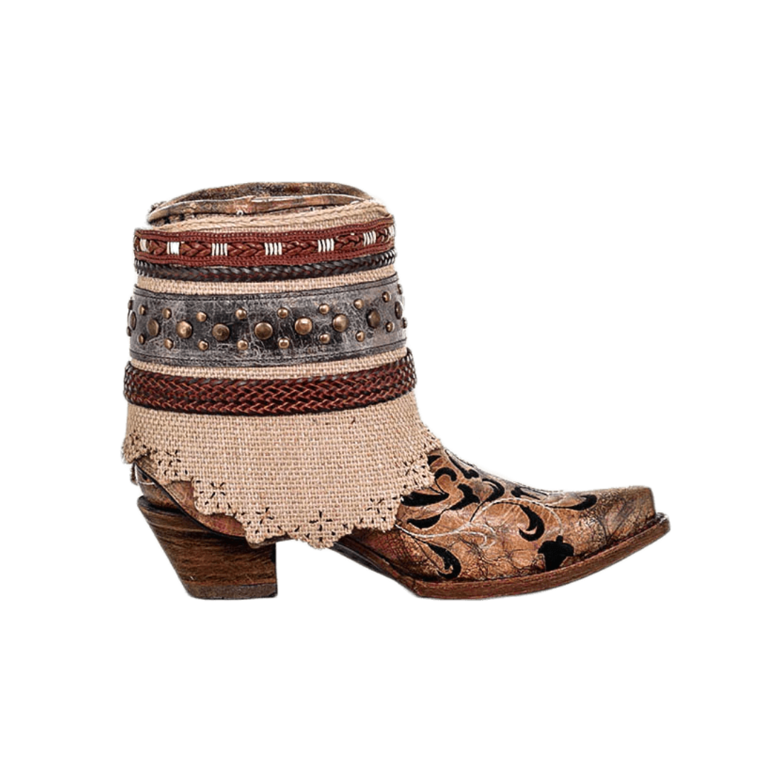 Corral Women's Cognac Flipped Shaft Ankle Boots