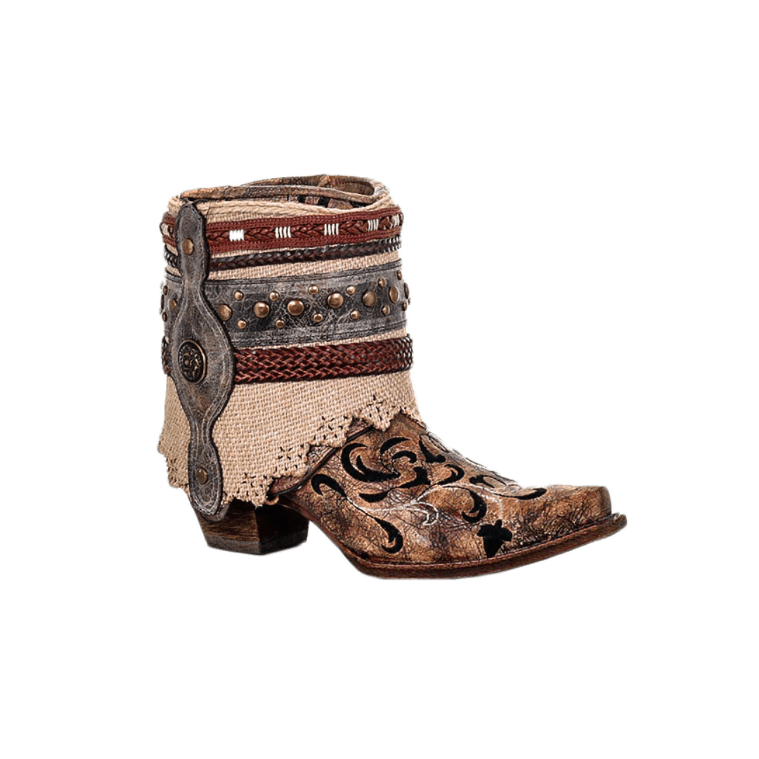 Corral Women's Cognac Flipped Shaft Ankle Boots