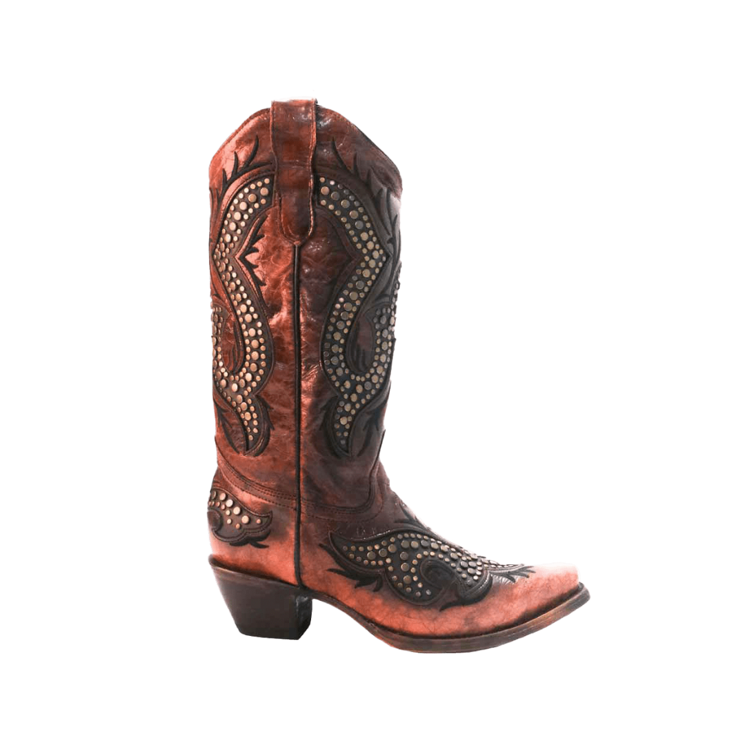 Corral Boots Women's Wine Overlay Embroidery Stud Boots