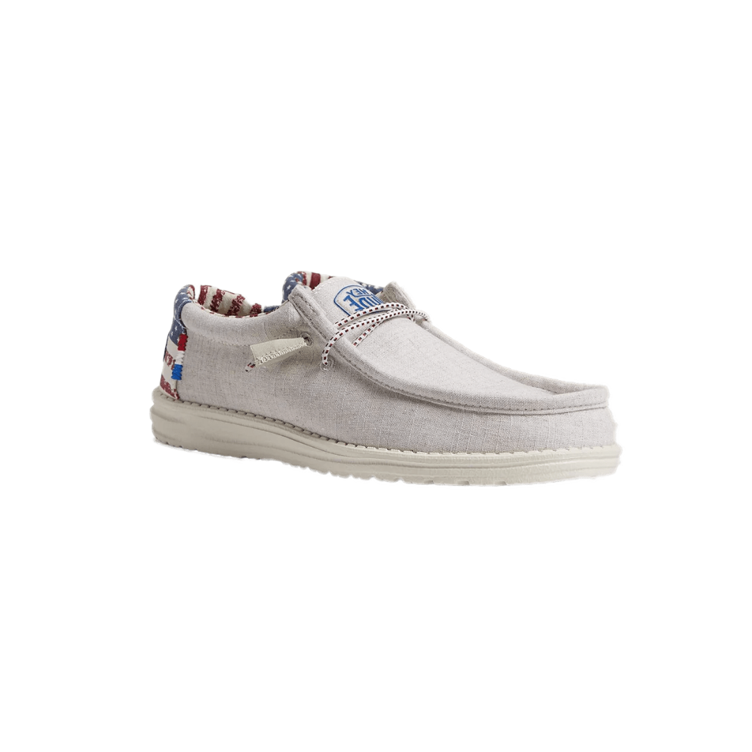 Hey Dude Men's Wally Off Patriotic White Shoes
