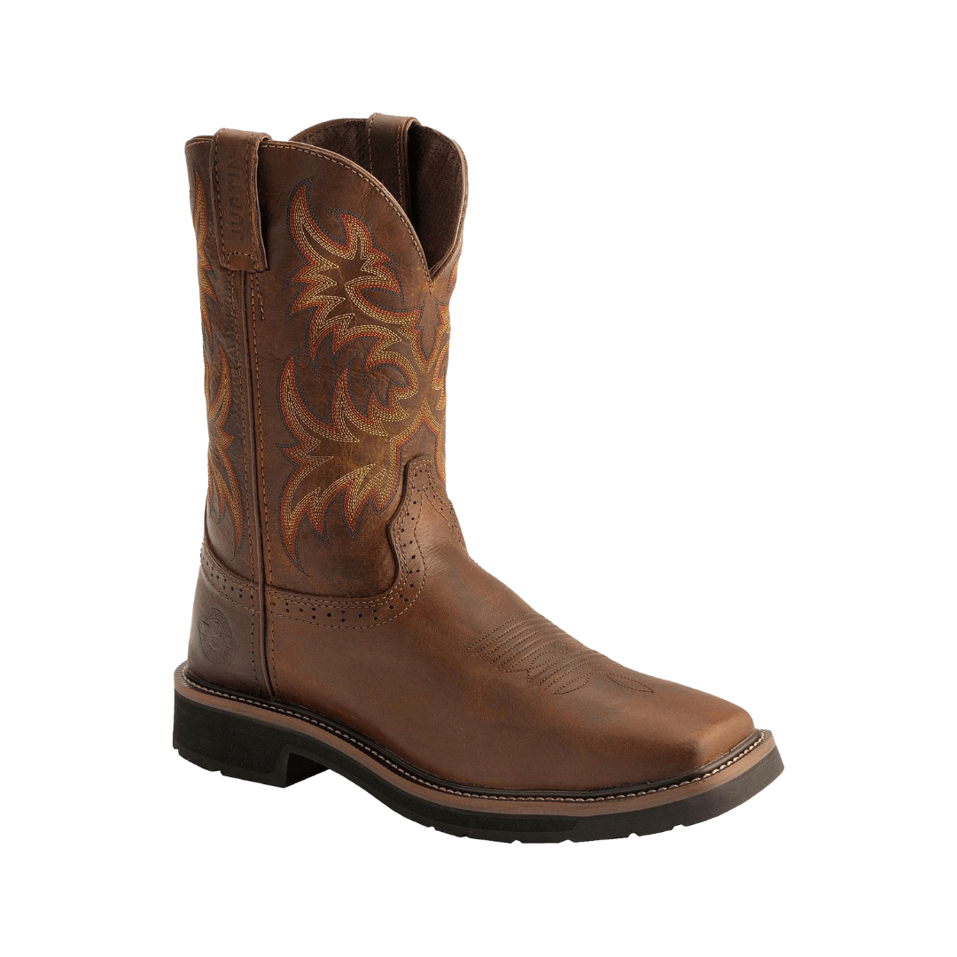 Justin Men's Rugged Stampede Work Tan Boots