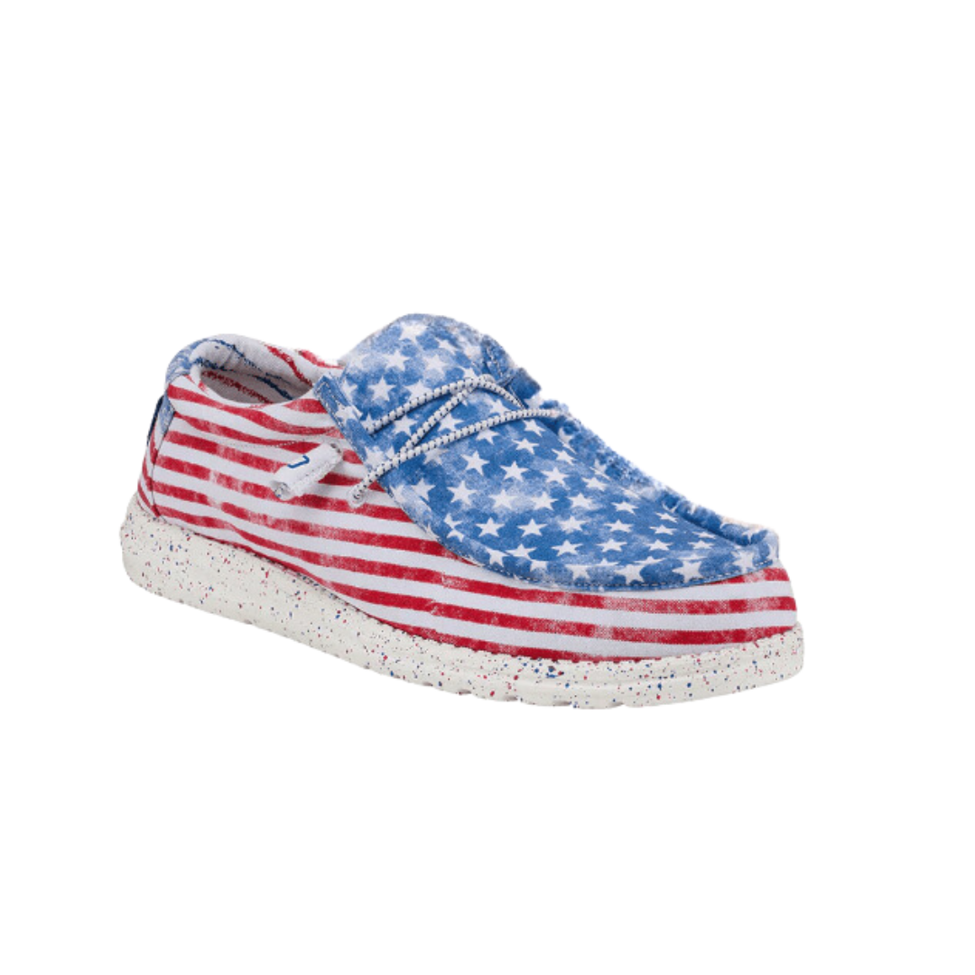 Hey Dude Men's Wally Patriotic Stars Stripes Shoes