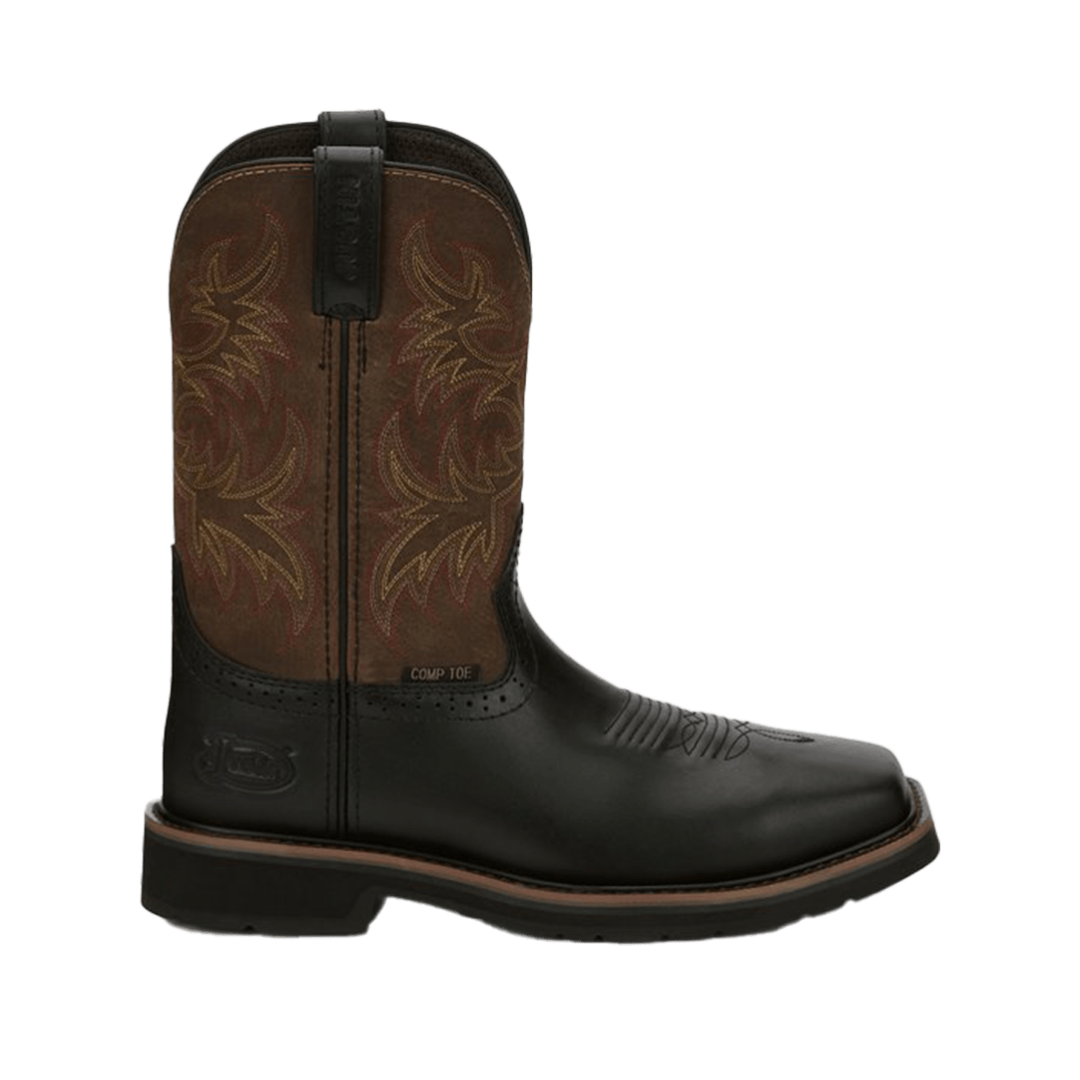 Justin Men's Square Steel Toe Cowboy Black Boots