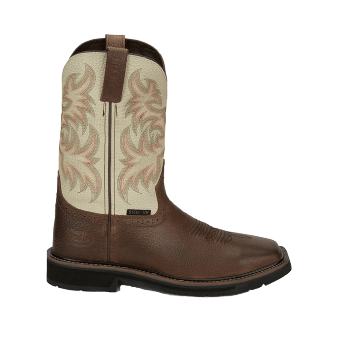 Justin Men's Stampede Steel Toe Work Brown Boots