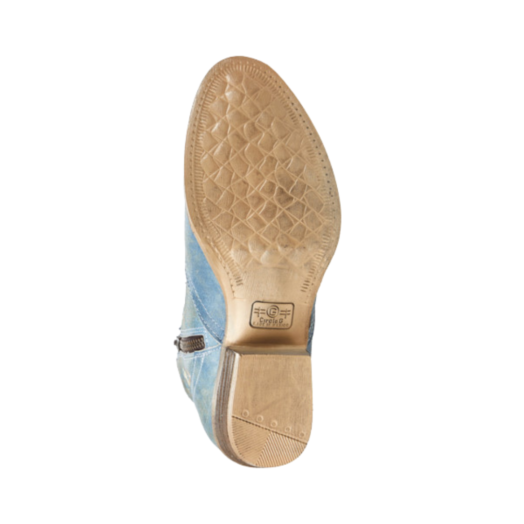 Corral Women's Floral Embroidery Snip Toe Ankle Blue Boots