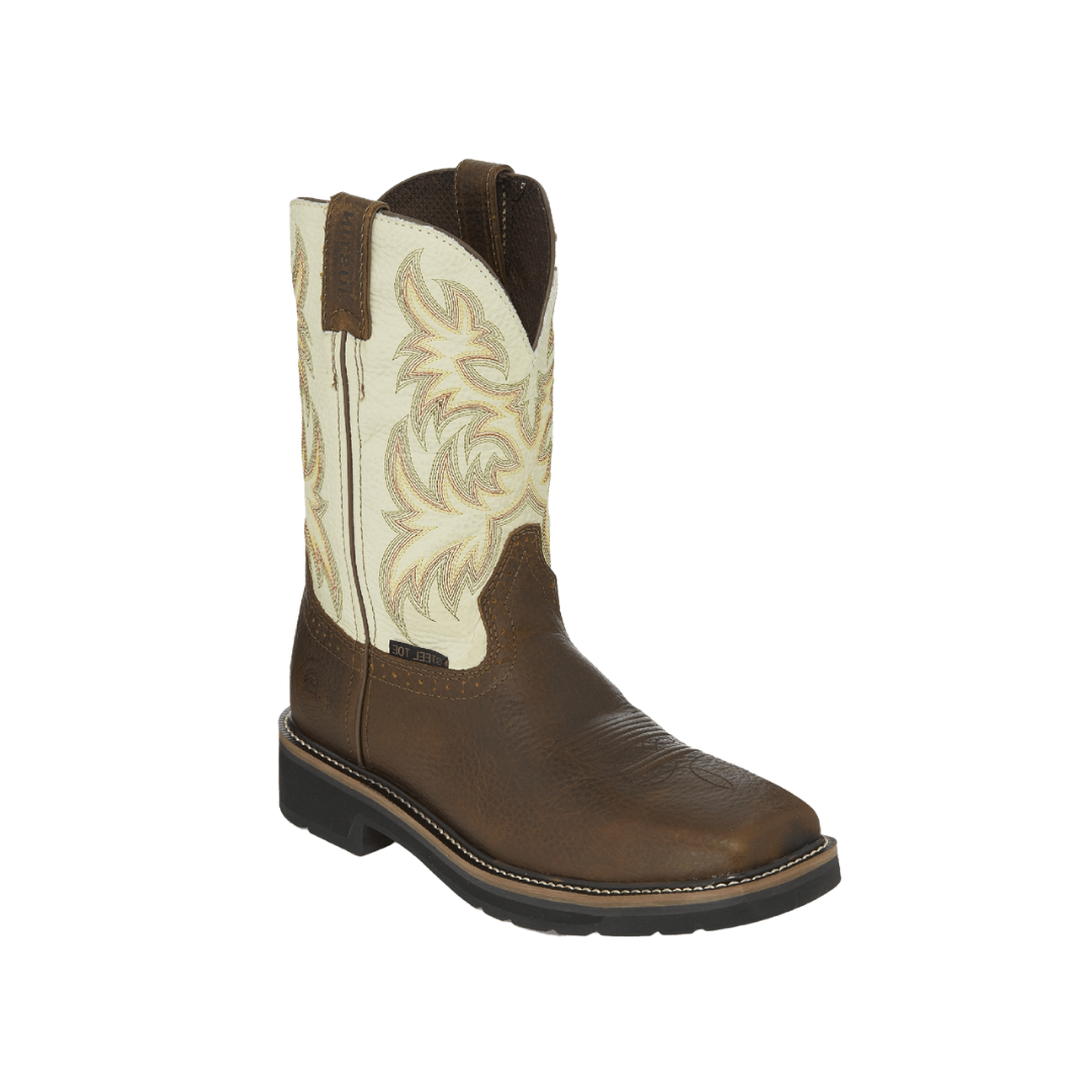 Justin Men's Stampede Steel Toe Work Brown Boots
