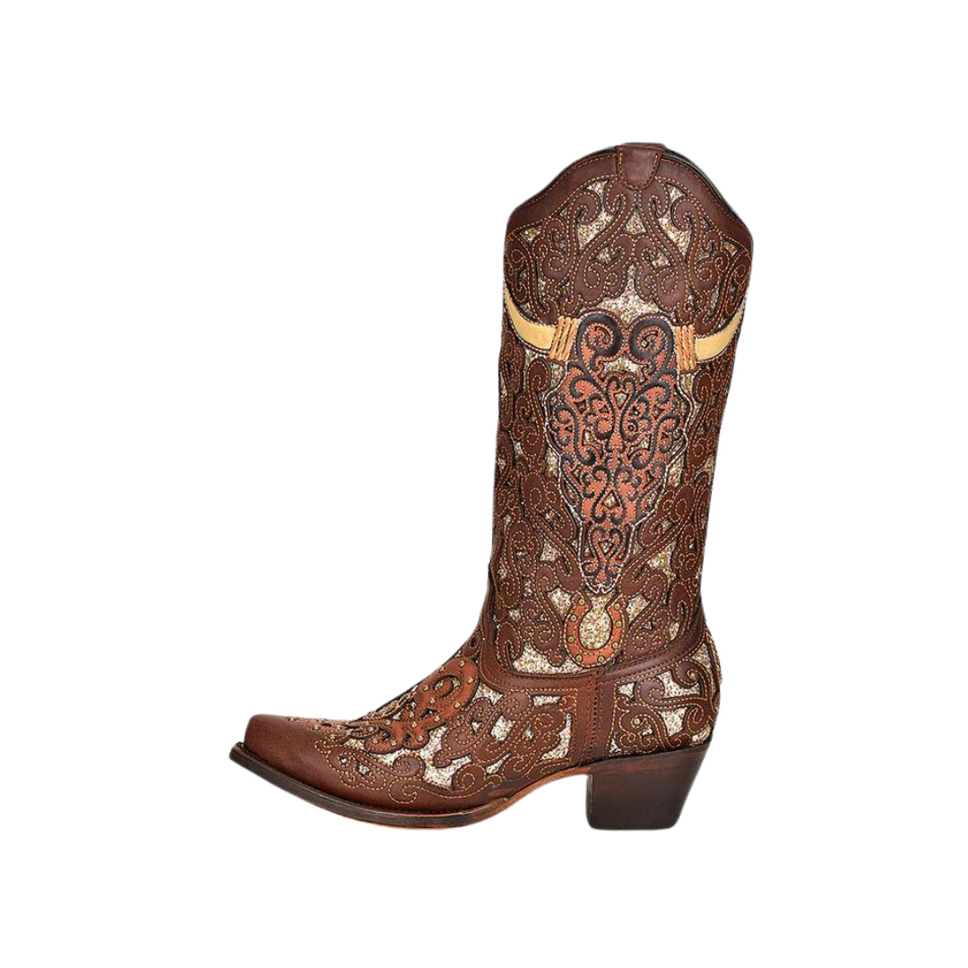 Corral Women's Sand Horse Inlay & Multi Embro Boot