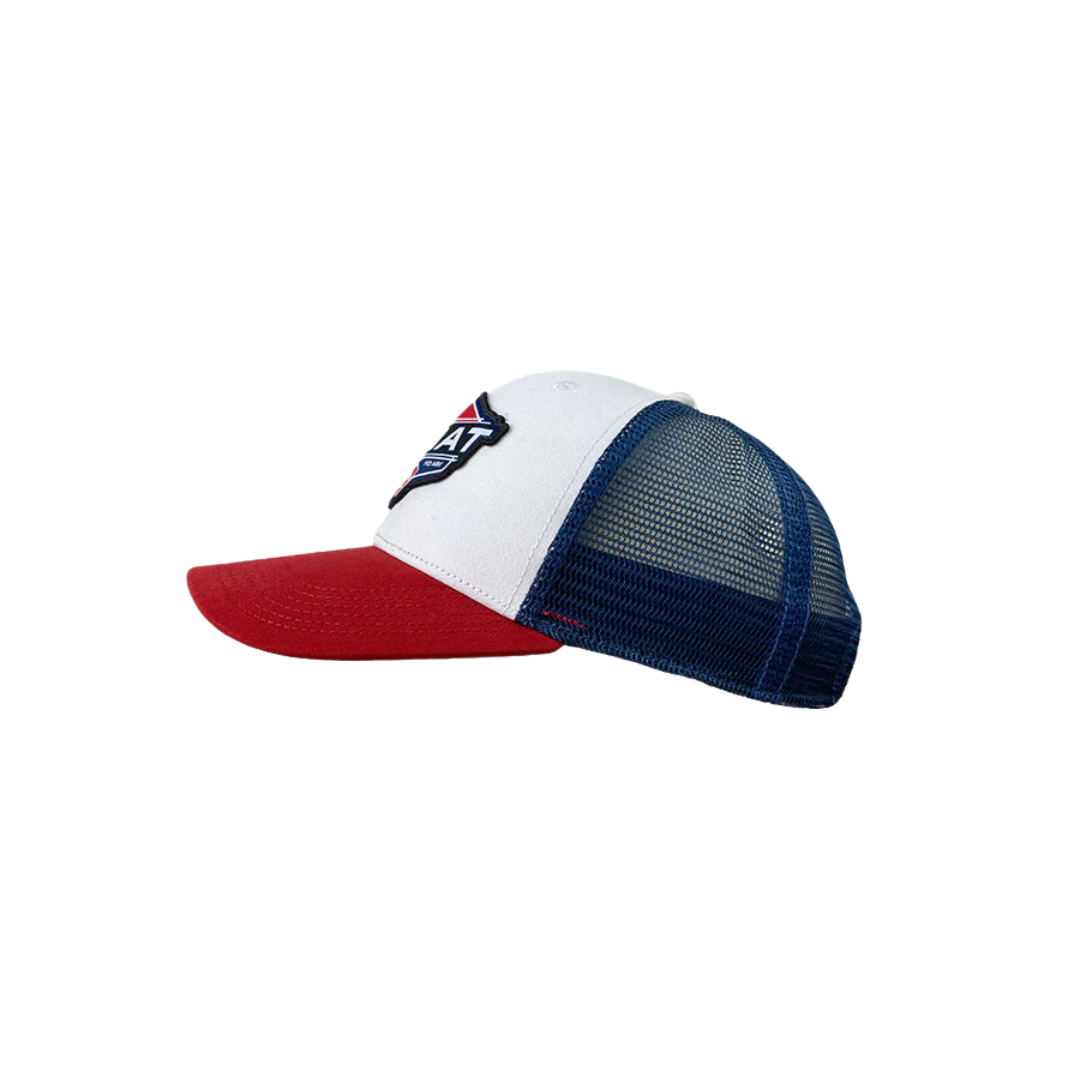 Ariat White and Red Mesh Logo Patch Cap