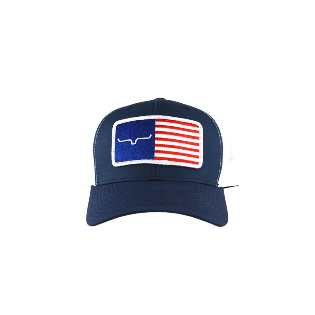 Kimes Ranch Blue Navy Mesh Trucker US Flag Cap